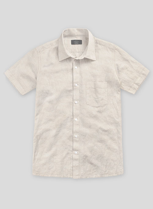 Washed Beige Cotton Linen Shirt