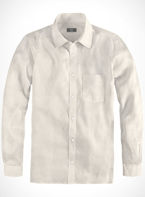 Beige Cotton Linen Shirt - Full Sleeves - Click Image to Close