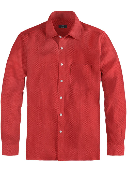 Birdseye Tango Red Cotton Shirt - Full Sleeves : Made To Measure Custom ...