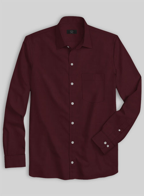 Burgundy Herringbone Cotton Shirt