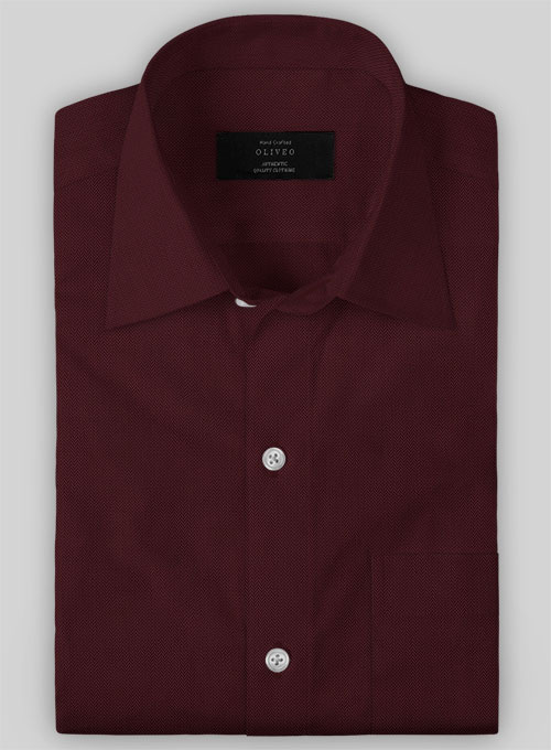 Burgundy Herringbone Cotton Shirt - Half Sleeves - Click Image to Close