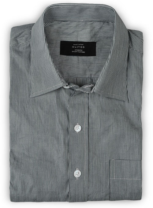 Classic Gray Pinstripe Cotton Shirt - Full Sleeves : Made To Measure ...