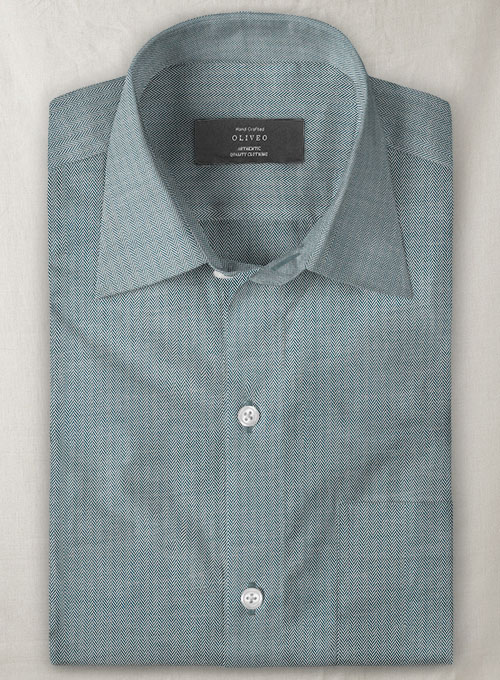 Cotton Stretch Herringbone Aebi Shirt - Half Sleeves