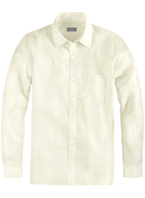 Cream Cotton Linen Shirt - Full Sleeves