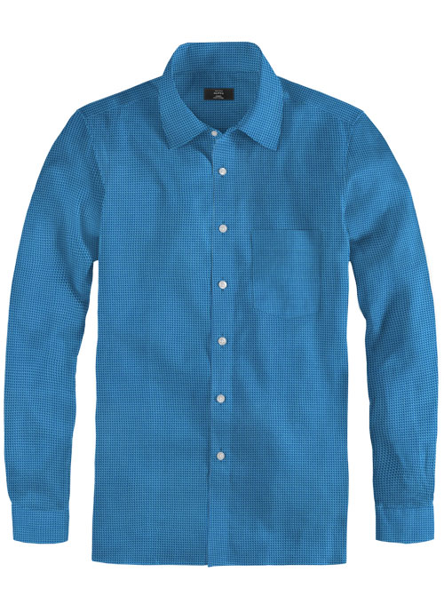 Cube Marine Blue Cotton Shirt - Full Sleeves