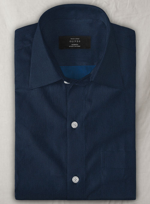Dark Blue Luxury Twill Shirt - Half Sleeves - Click Image to Close