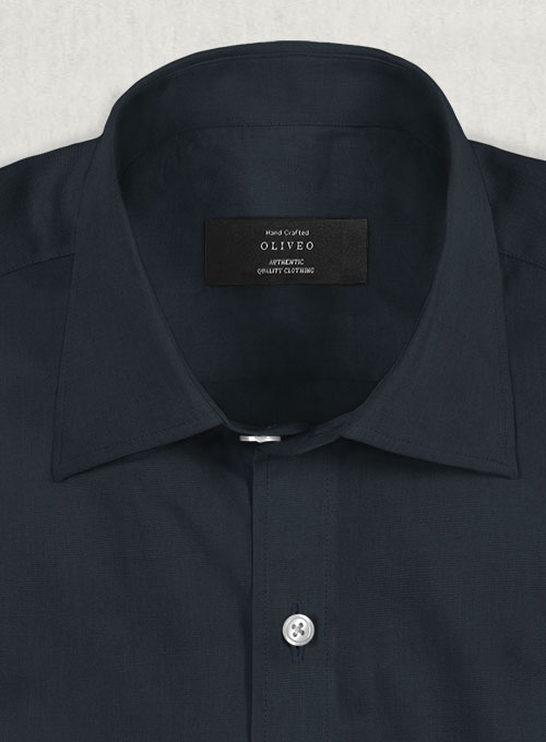 Dark Navy Stretch Twill Shirt - Half Sleeves