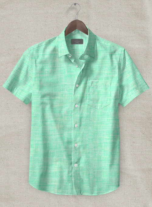 Dublin Shell Green Linen Shirt - Half Sleeves