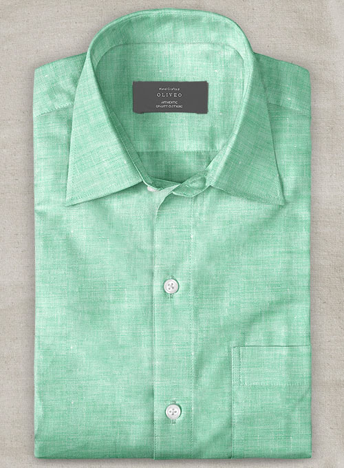 Dublin Shell Green Linen Shirt - Half Sleeves - Click Image to Close