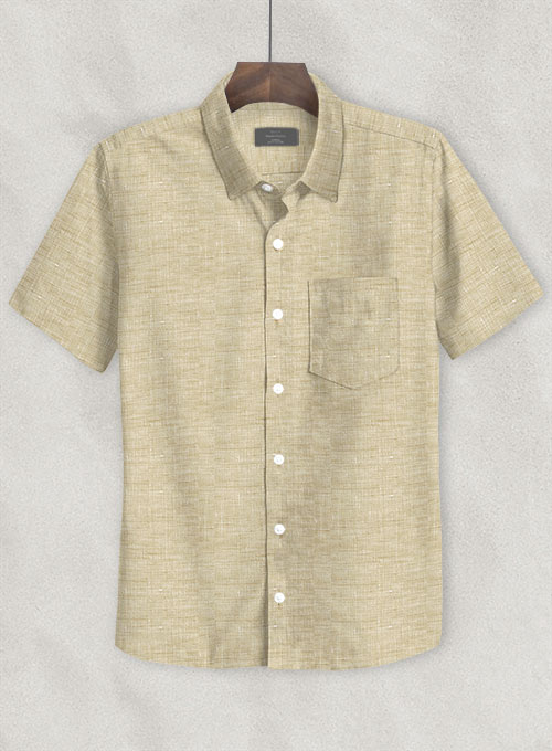Dublin Barley Brown Linen Shirt - Half Sleeves