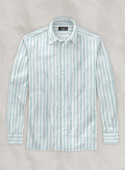 Dublin Blue Stripe Linen Shirt - Click Image to Close