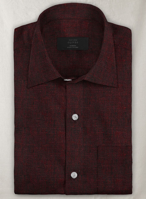 Dublin Wine Linen Shirt - Half Sleeves