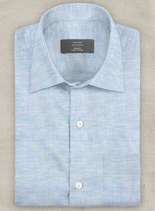 Dublin Sky Blue Linen Shirt - Half Sleeves - Click Image to Close