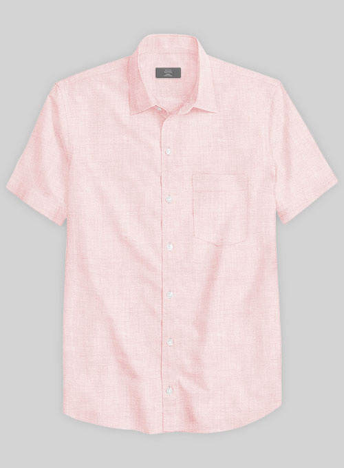 Dublin Baby Pink Linen Shirt - Half Sleeves