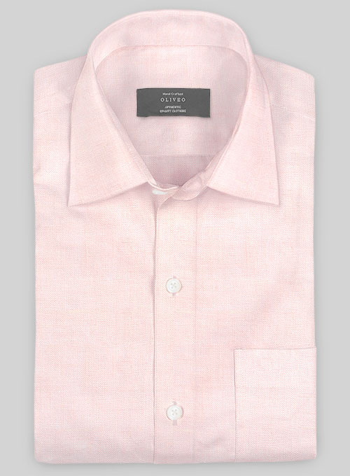 Dublin Baby Pink Linen Shirt  - Half Sleeves
