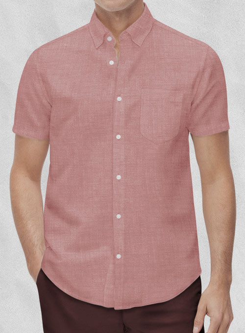 Dublin Dry Rose Linen Shirt - Half Sleeves