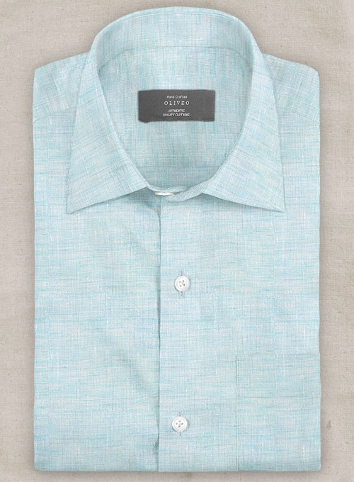 Dublin Sky Blue Linen Shirt - Half Sleeves - Click Image to Close