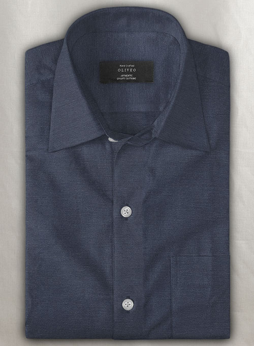 English Twill Slate Blue Shirt - Half Sleeves