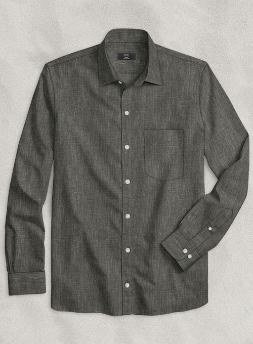 European Anchor Gray Linen Shirt - Full Sleeves - Click Image to Close