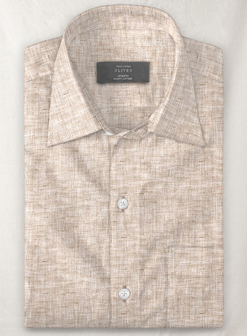 European Brown Linen Shirt - Full Sleeves