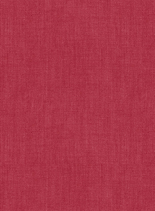 European Melon Red Linen Shirt - Half Sleeves - Click Image to Close