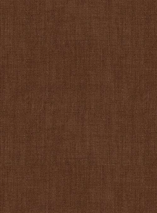 European Oak Brown Linen Shirt - Half Sleeves
