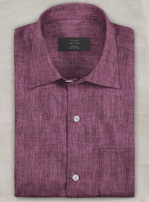 European Orchid Purple Linen Shirt - Half Sleeves
