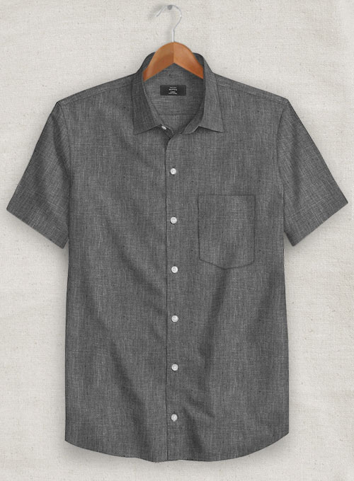 European Anchor Gray Linen Shirt - Half Sleeves