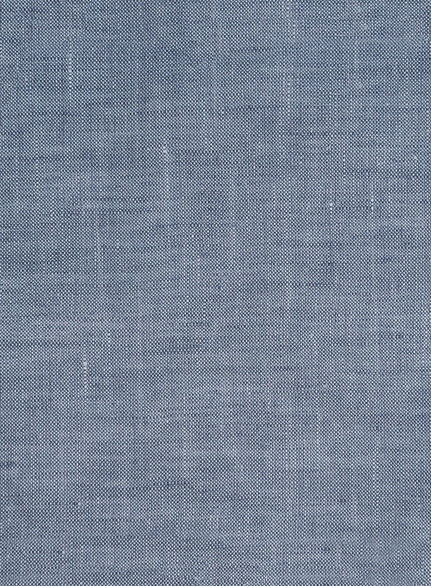 European Dusk Blue Linen Shirt - Full Sleeves