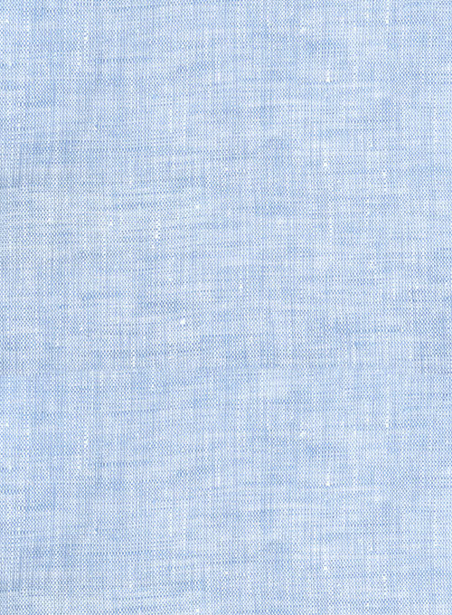European Mist Blue Linen Shirt   - Half Sleeves