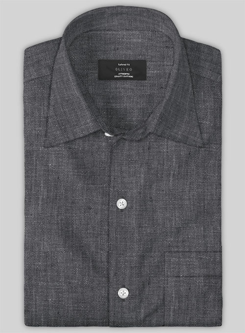 European Anchor Gray Linen Shirt - Half Sleeves - Click Image to Close