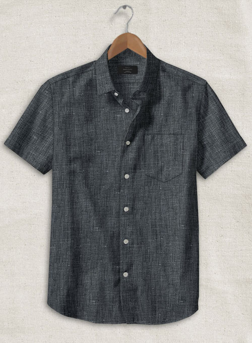 European Ash Gray Linen Shirt - Half Sleeves