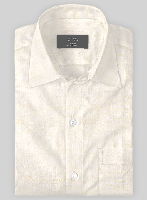 European Cream Linen Shirt - Half Sleeves - Click Image to Close