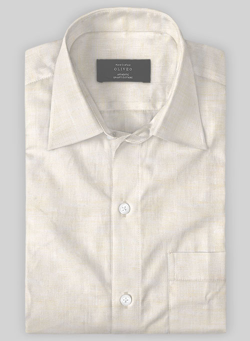 European Cream Linen Shirt - Half Sleeves - Click Image to Close