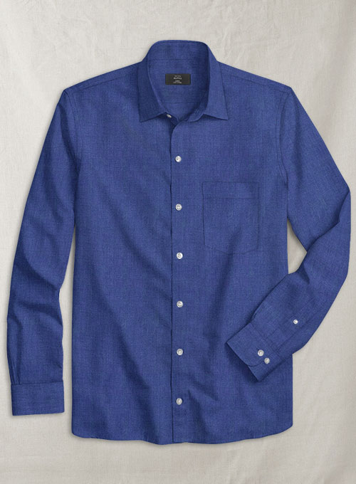 European Cruise Blue Linen Shirt - Full Sleeves