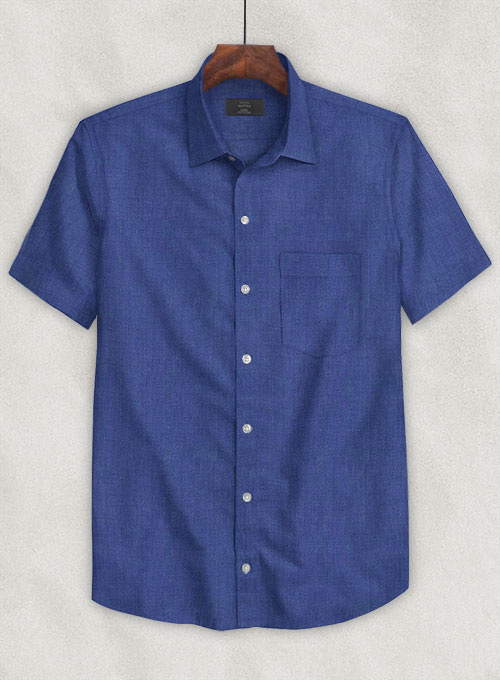 European Cruise Blue Linen Shirt - Half Sleeves