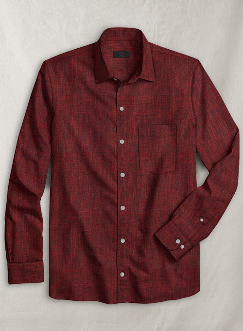 European Falu Red Linen Shirt - Full Sleeves
