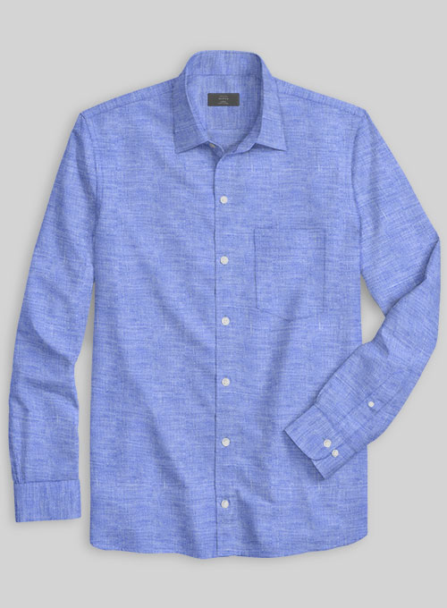 European Jordy Blue Linen Shirt - Full Sleeves