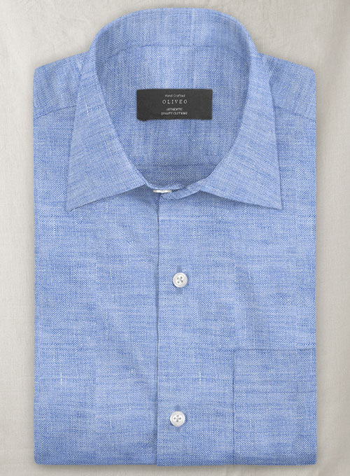 European Jordy Blue Linen Shirt - Full Sleeves