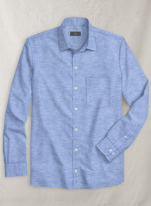 European Jordy Blue Linen Shirt - Full Sleeves - Click Image to Close