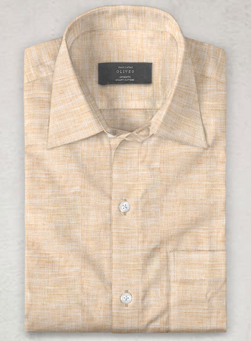 European Light Brown Linen Shirt - Half Sleeves : Made To Measure ...