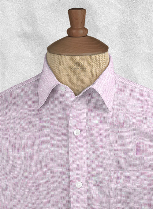 European Light Violet Linen Shirt - Full Sleeves