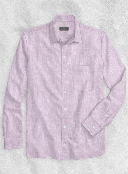 European Light Violet Linen Shirt - Full Sleeves