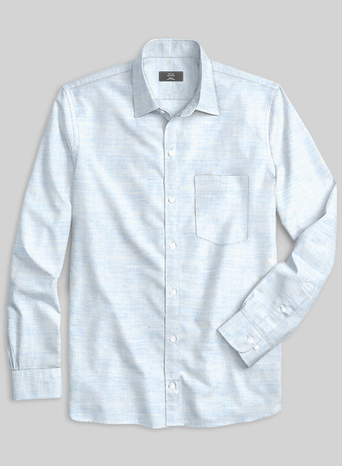 European Pale Blue Linen Shirt - Full Sleeves - Click Image to Close