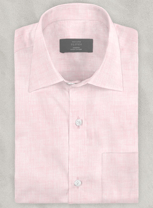 European Pink Linen Shirt - Half Sleeves - Click Image to Close