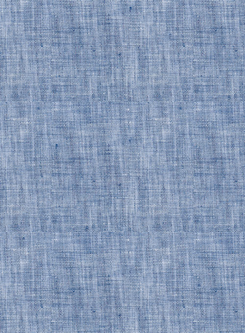 European Smalt Blue Linen Shirt - Half Sleeves - Click Image to Close