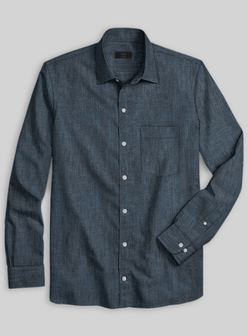 European Whale Blue Linen Shirt- Full Sleeves - Click Image to Close