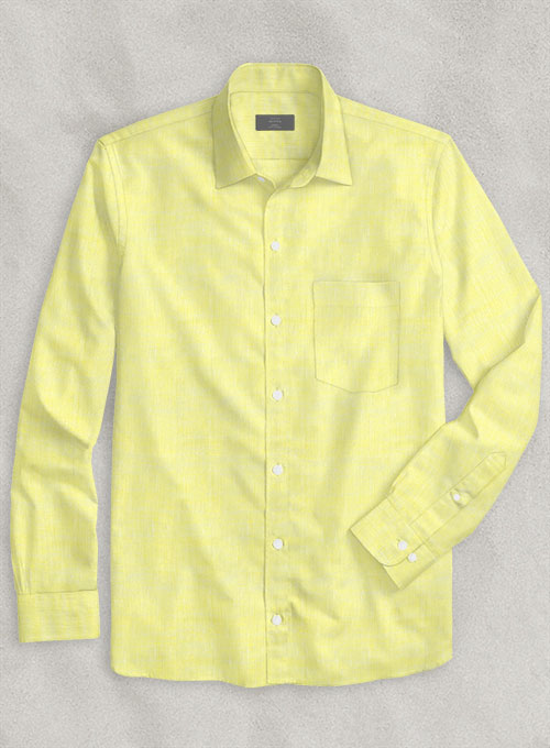 European Yellow Linen Shirt - Full Sleeves