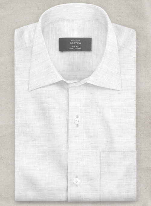 European Pale Gray Linen Shirt - Full Sleeves