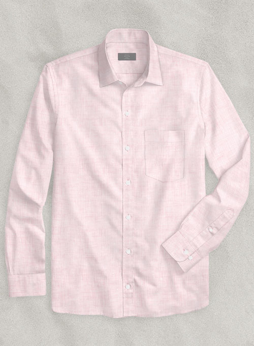 European Pink Linen Shirt - Full Sleeves - Click Image to Close